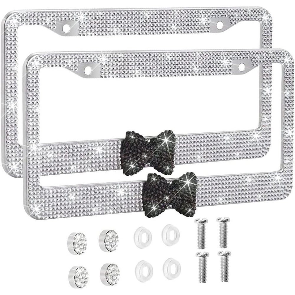 💕NEW Sparkling Bling Swarovski Crystal Silver Hello Kitty License Plate … - Picture 1 of 13